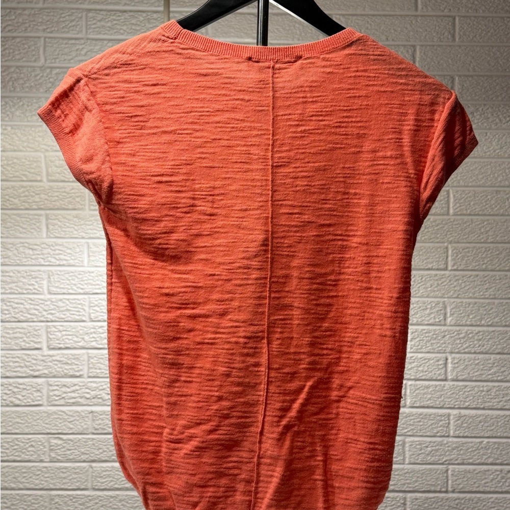LOFT Orange Ribbed Cuffed Sleeve T-Shirt‎ - Picture 2 of 3